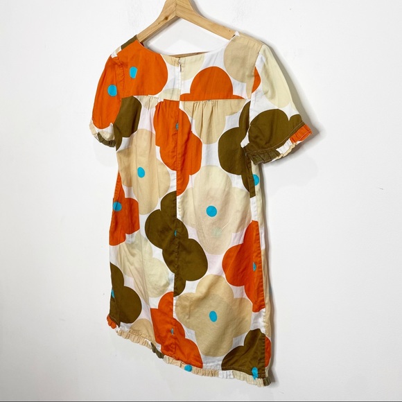 Orla Kiely Retro Floral Shift Dress Cream Orange Brown - Picture 8 of 11